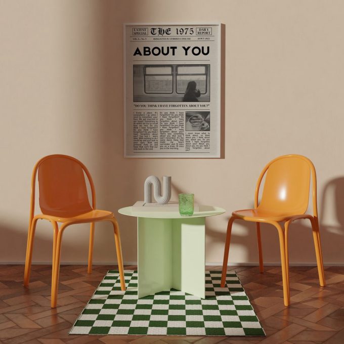 The 1975 Retro Newspaper Poster About You Lyric Print Being Funny in a Foreign Language