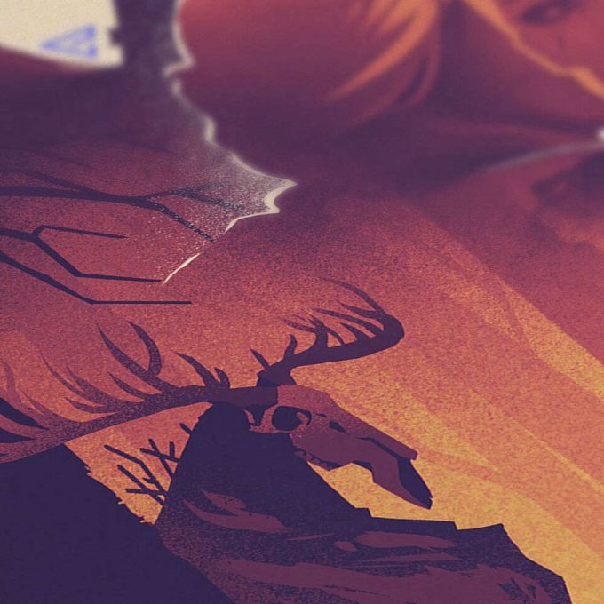 The Witcher art print, Geralt, Ciri, Leshen forest scene Premium Matte Vertical Posters