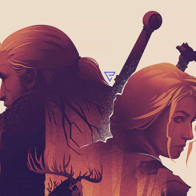 The Witcher art print, Geralt, Ciri, Leshen forest scene Premium Matte Vertical Posters