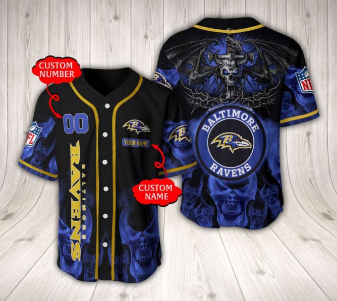 Baltimore Ravens Baseball Jersey Custom Name And Number Fan Gifts
