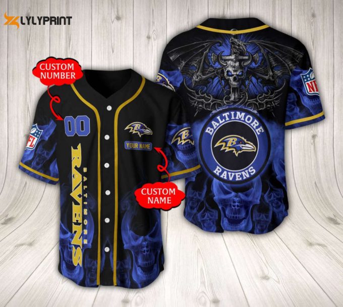 Baltimore Ravens Baseball Jersey Custom Name And Number Fan Gifts