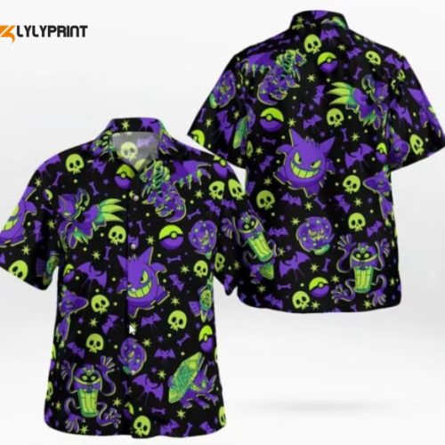 halloween shirt Gift for Him Halloween motifs hawai Vintage Hawaii Summer hawai funny hawai collared shirt kids…