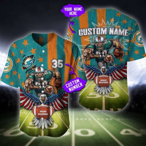 Miami Dolphins Baseball Jersey Custom Name And Number Fan Gifts