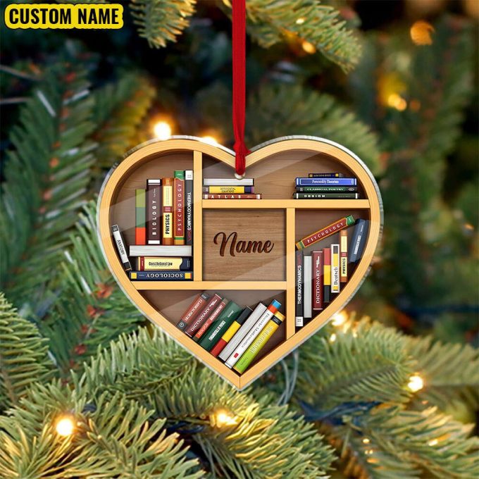 Personalized Name Christmas Book Ornament Book Lovers Gift Librarian Ornament Custom Book stack Bookshelf Ornament Lover Bookworm