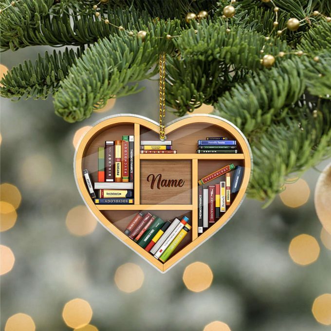 Personalized Name Christmas Book Ornament Book Lovers Gift Librarian Ornament Custom Book stack Bookshelf Ornament Lover Bookworm
