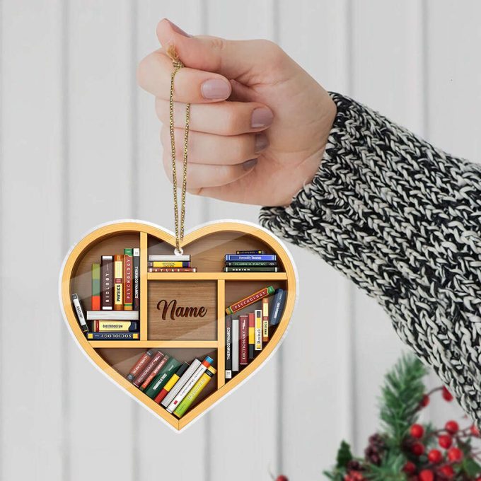 Personalized Name Christmas Book Ornament Book Lovers Gift Librarian Ornament Custom Book stack Bookshelf Ornament Lover Bookworm