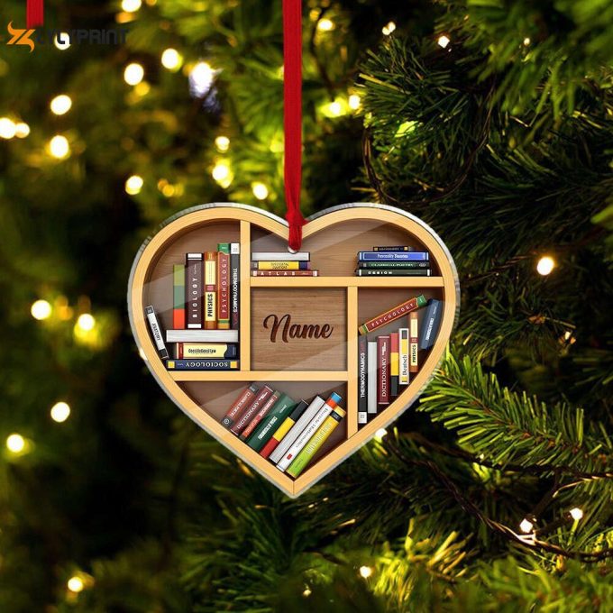 Personalized Name Christmas Book Ornament Book Lovers Gift Librarian Ornament Custom Book stack Bookshelf Ornament Lover Bookworm