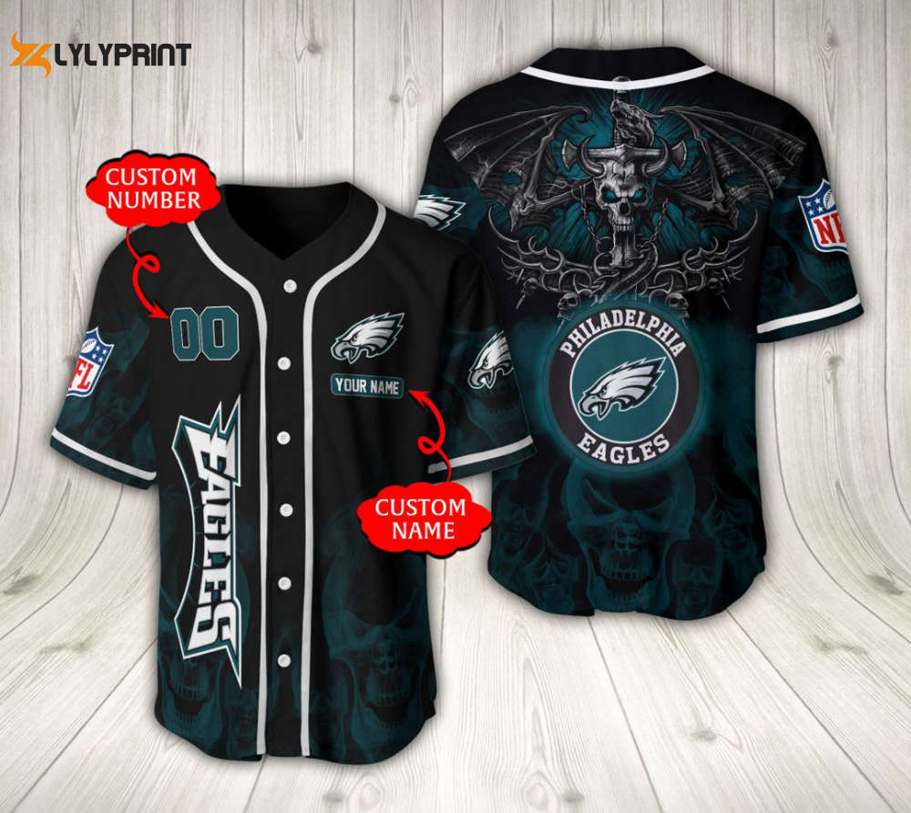 Philadelphia Eagles Baseball Jersey Custom Name And Number Fan Gifts Philadelphia Eagles Baseball Jersey Custom Name And Number Fan Gifts