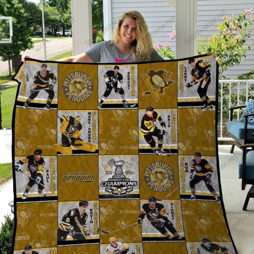 Pittsburgh Penguins Players Name 3D Full Printing Quilt Home Decor 2024 Gifts Home Decor 2024 Gifts Customized Blanket For Birthday Christmas Thanksgiving