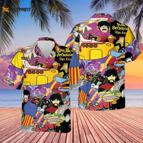 Vintage Hawaiian Shirt Summer hawai Beatles Yellow Submarine 3D Hawaiian Tshirt Gift for Him …