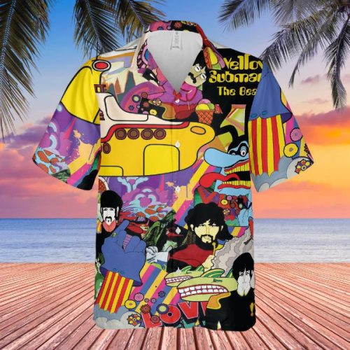 Vintage Hawaiian Shirt Summer hawai Beatles Yellow Submarine 3D Hawaiian Tshirt Gift for Him …