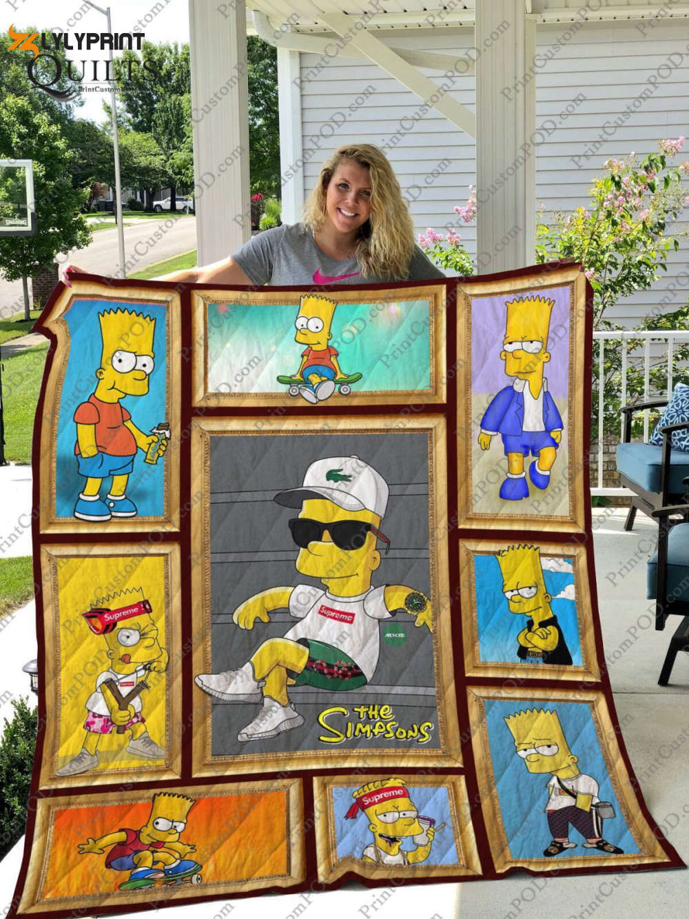 Bart Simpson 3D Customized Quilt Blanket Bart Simpson 3D Customized Quilt Blanket