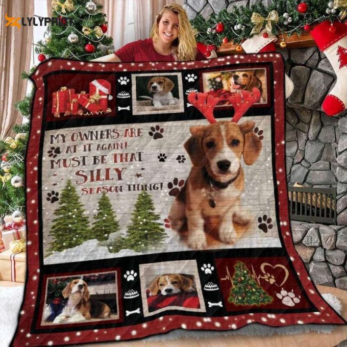 Beagle Christmas Deer 3D Customized Quilt