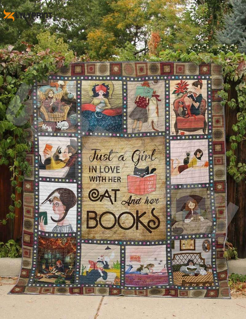 Book Cat Just A Girl 3D Customized Quilt Book Cat Just A Girl 3D Customized Quilt
