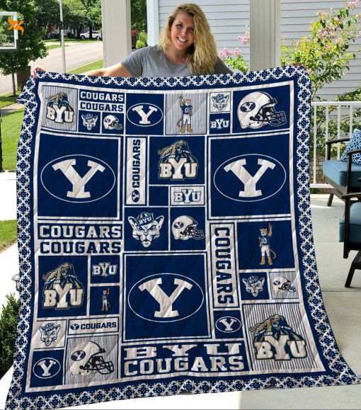 BYU Cougars Quilt Blanket For Fans Home Decor Gift BYU Cougars Quilt Blanket For Fans Home Decor Gift