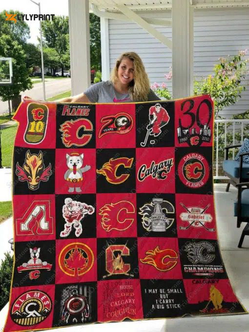Calgary Flames 1 Quilt Blanket For Fans Home Decor Gift Calgary Flames 1 Quilt Blanket For Fans Home Decor Gift
