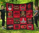 Calgary Flames Quilt Blanket For Fans Home Decor Gift