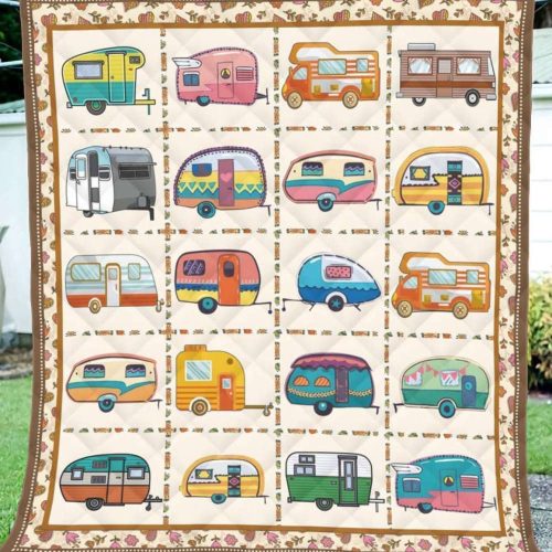 Camping Camper Square 3D Customized Quilt