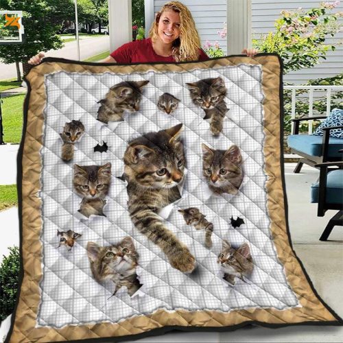 Cat Funny 3D Customized Quilt