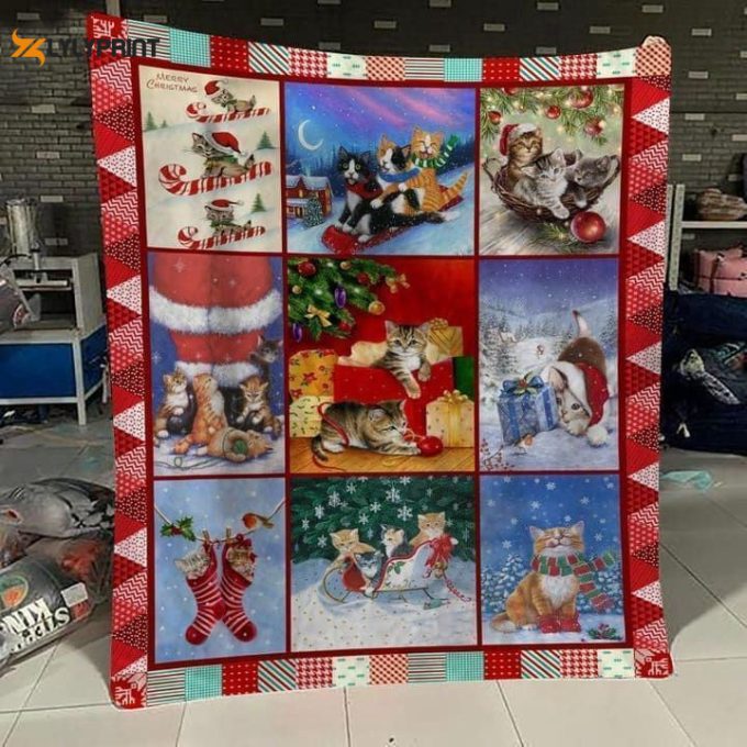 Cat Xmas Purffect 3D Customized Quilt