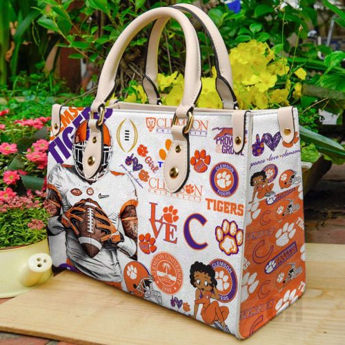 Clemson Tigers Leather Handbag For Women Gift For Women Gift 2a