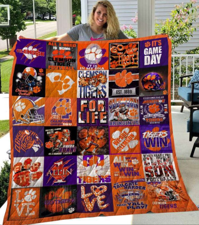Clemson Tigers Quilt Blanket For Fans Home Decor Gift
