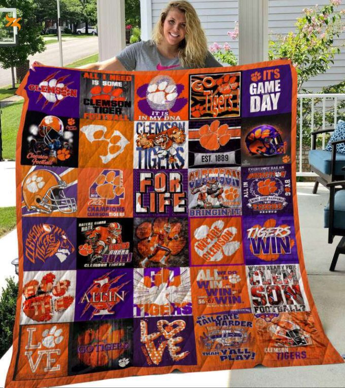 Clemson Tigers Quilt Blanket For Fans Home Decor Gift