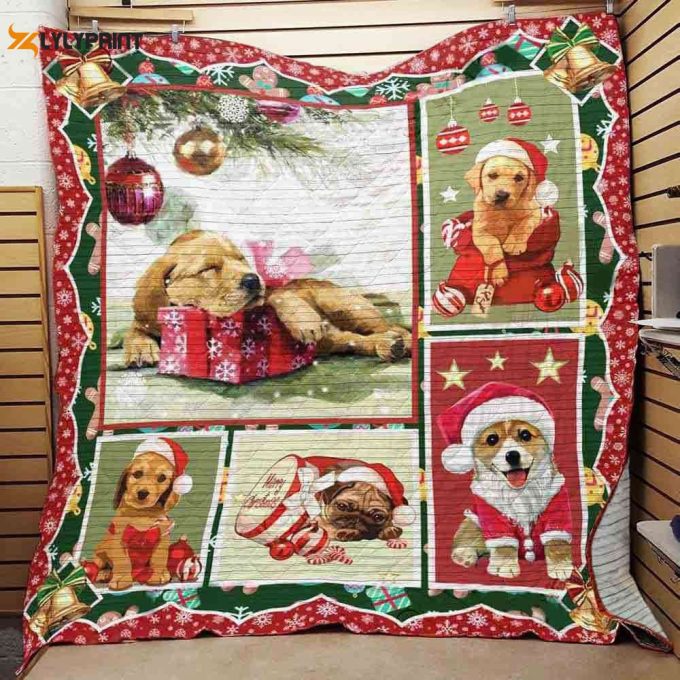 Dog Christmas 3D Customized Quilt