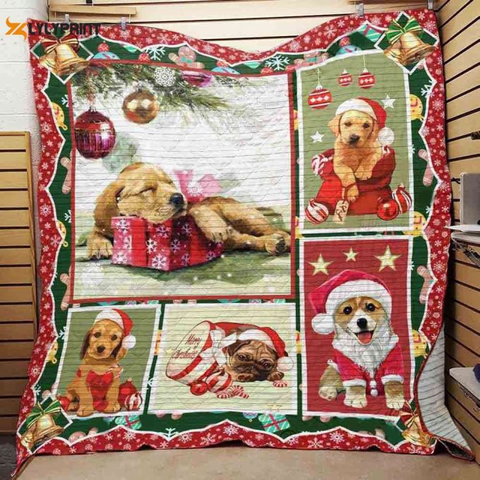 Dog Christmas 3D Customized Quilt