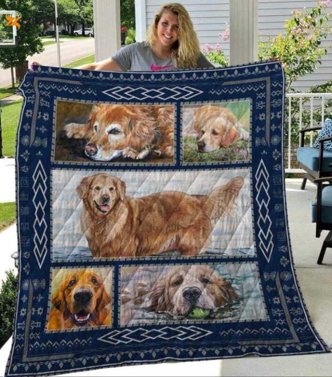 Golden Retriever Take Me Higher 3D Customized Quilt