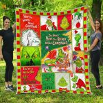 Grinch Quilt Blanket For Fans Home Decor Gift