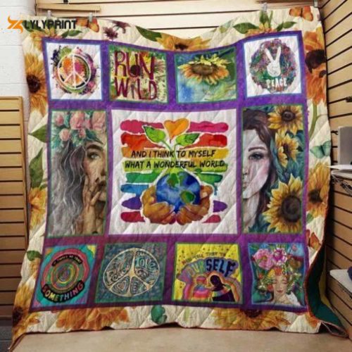 Hippie A Wonderful World 3D Customized Quilt