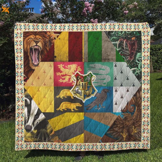 Hogwarts Logo Harry Potter 3D Customize Quilt Blanket For Fans Home Decor Gift