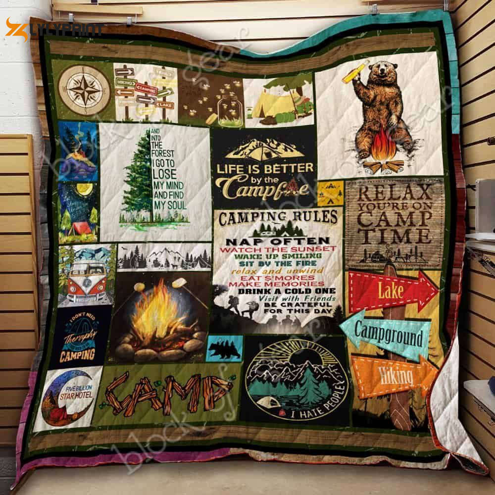 I Love Camping 3D Customized Quilt I Love Camping 3D Customized Quilt