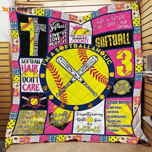 I'm a Softballaholic 3D Customized Quilt