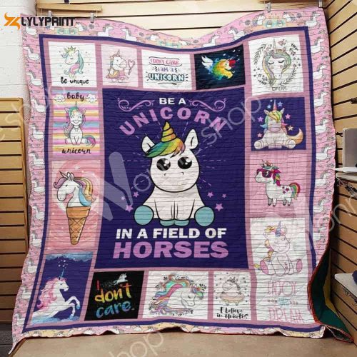 In A Field Of Horses Uinicorn 3D Customized Quilt
