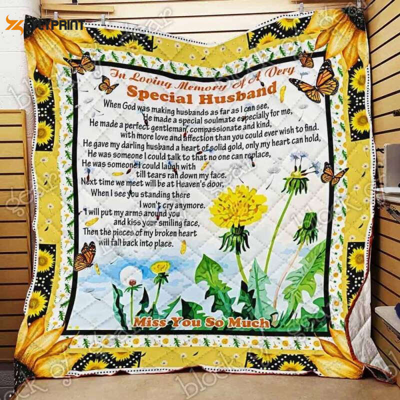 In Loving Memory Of A Very Special Husband 3D Customized Quilt In Loving Memory Of A Very Special Husband 3D Customized Quilt