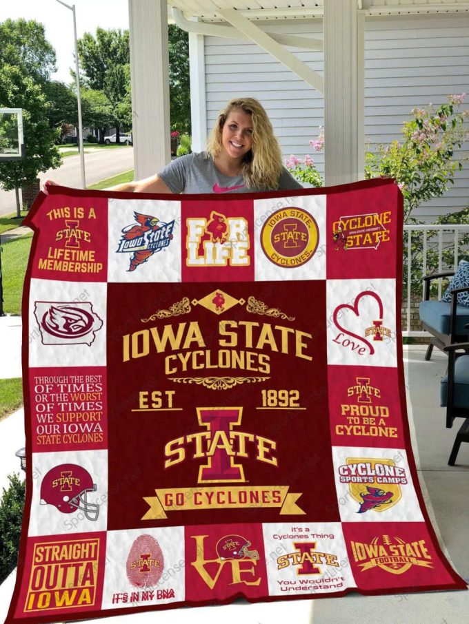 Iowa State Cyclone 4 Quilt Blanket For Fans Home Decor Gift