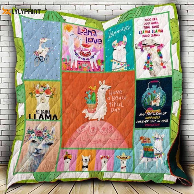 Llama Have A Beatiful Day 3D Customized Quilt