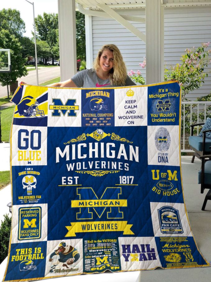 Michigan Wolverines 1 Quilt Blanket For Fans Home Decor Gift