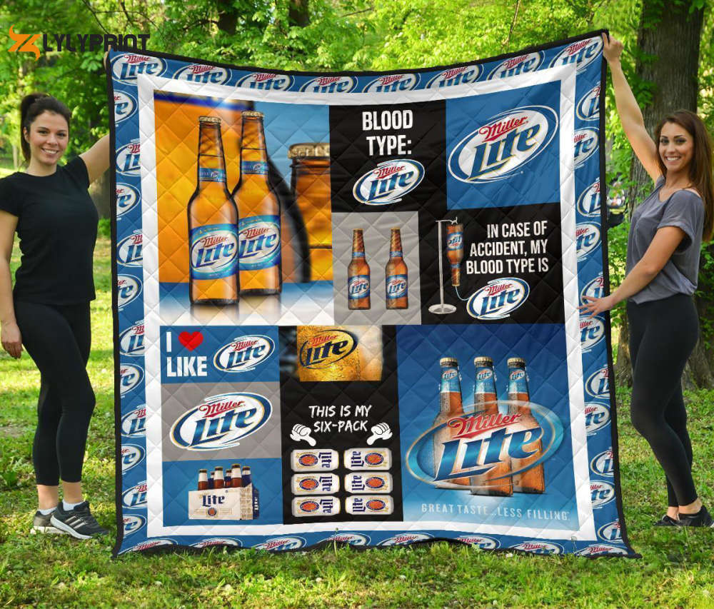 Miller Lite Quilt Blanket For Fans Home Decor Gift Miller Lite Quilt Blanket For Fans Home Decor Gift