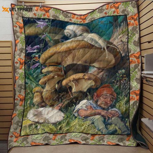 Mushroom And Dwarf Customized 3D Customized Quilt
