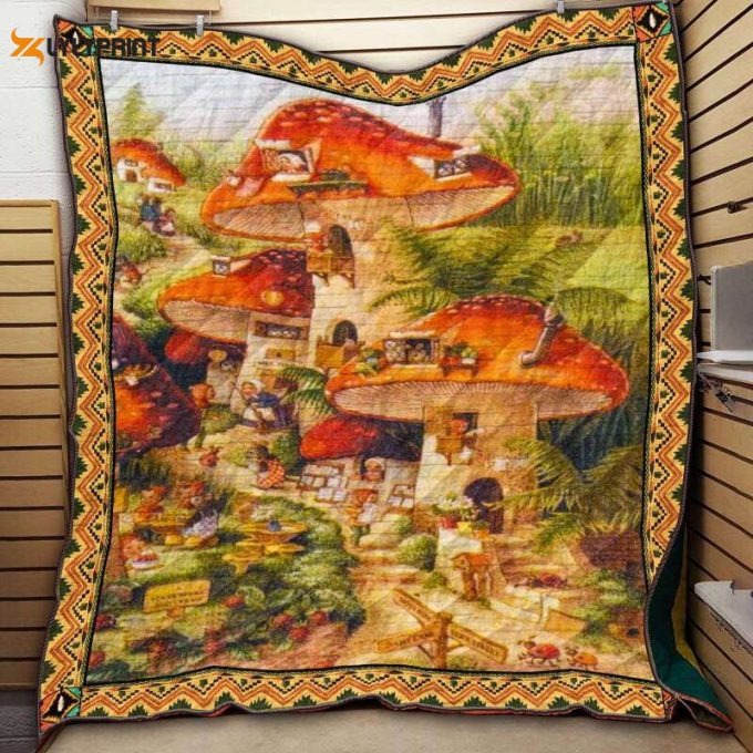Mushroom Village 3D Customized Quilt