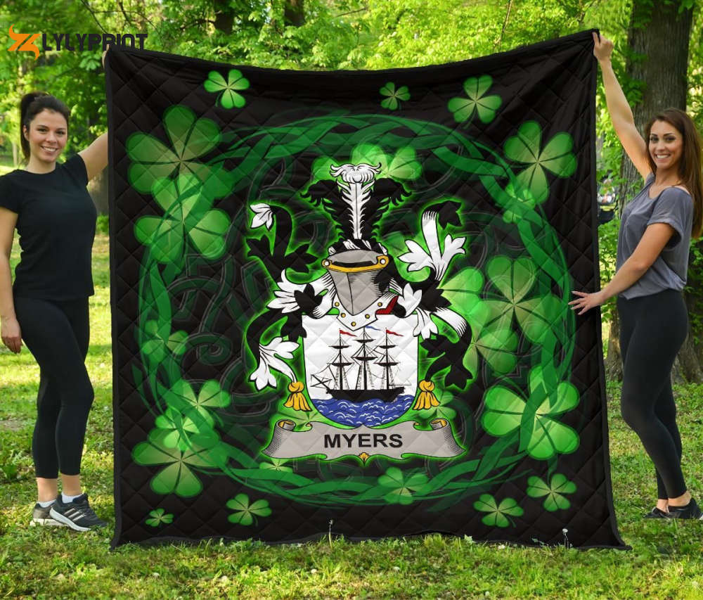 Myers Ireland Irish Celtic Shamrock Knot Circle 3D Customized Quilt Myers Ireland Irish Celtic Shamrock Knot Circle 3D Customized Quilt