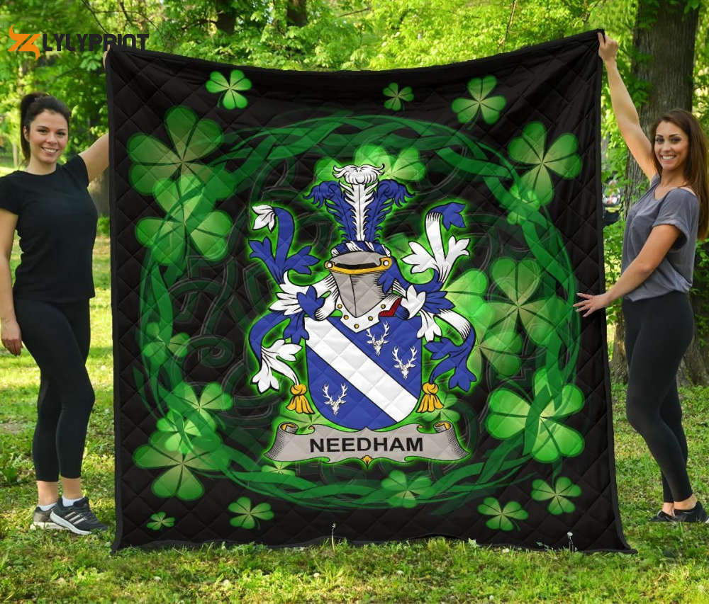 Needham Or O’Nee Ireland Irish Celtic Shamrock Knot Circle 3D Customized Quilt Needham Or O’Nee Ireland Irish Celtic Shamrock Knot Circle 3D Customized Quilt