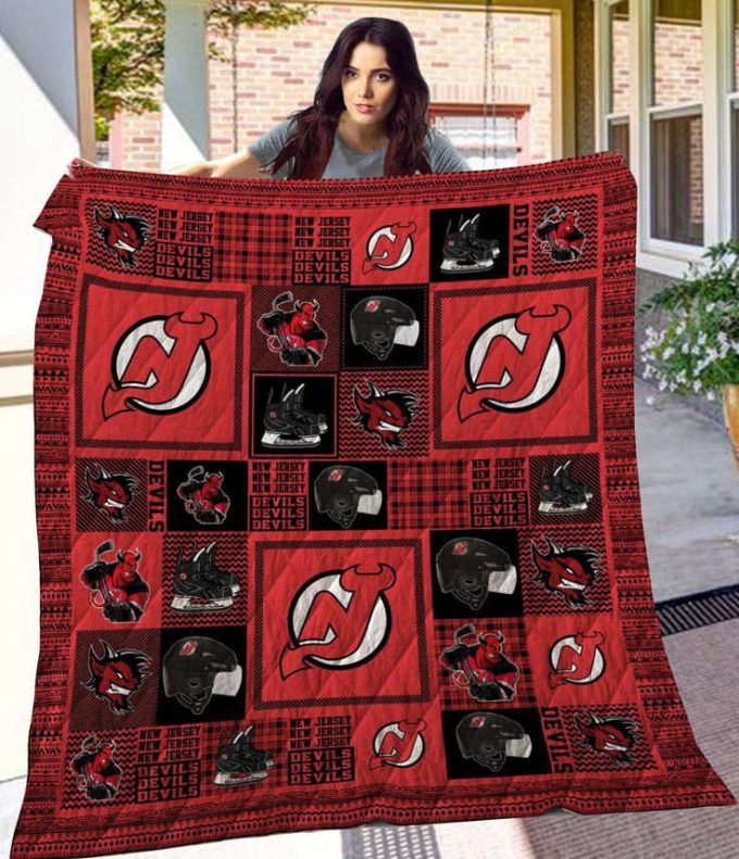 New Jersey Devils Quilt Blanket For Fans Home Decor Gift