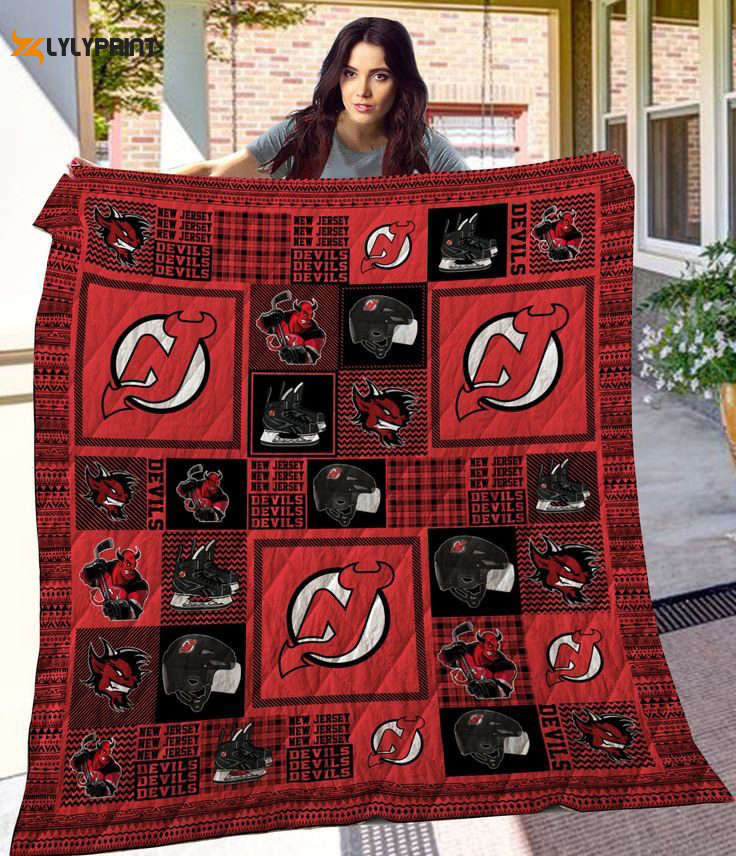 New Jersey Devils Quilt Blanket For Fans Home Decor Gift New Jersey Devils Quilt Blanket For Fans Home Decor Gift