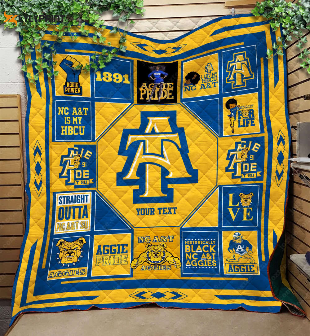 North Carolina A&T Aggies Quilt Blanket For Fans Home Decor Gift North Carolina A&T Aggies Quilt Blanket For Fans Home Decor Gift