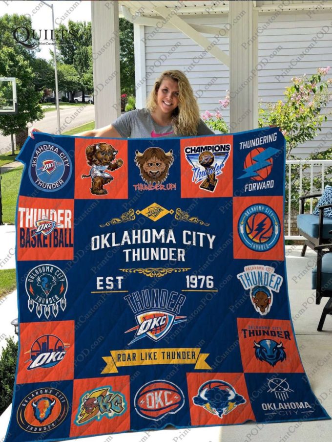 Oklahoma city thunder Quilt Blanket For Fans Home Decor Gift