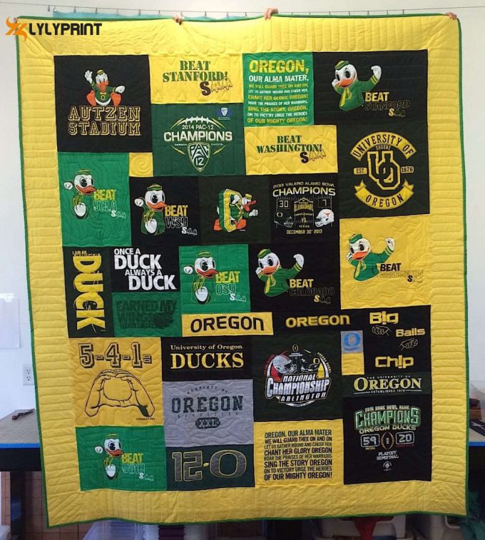 Oregon Ducks Version 3D Customized Quilt Blanket For Fans Home Decor Gift